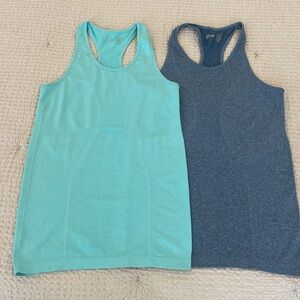 2 Zyia Active Copper Charged Tank Tops Size SMALL  Aqua Blue/Green & Medium Blue